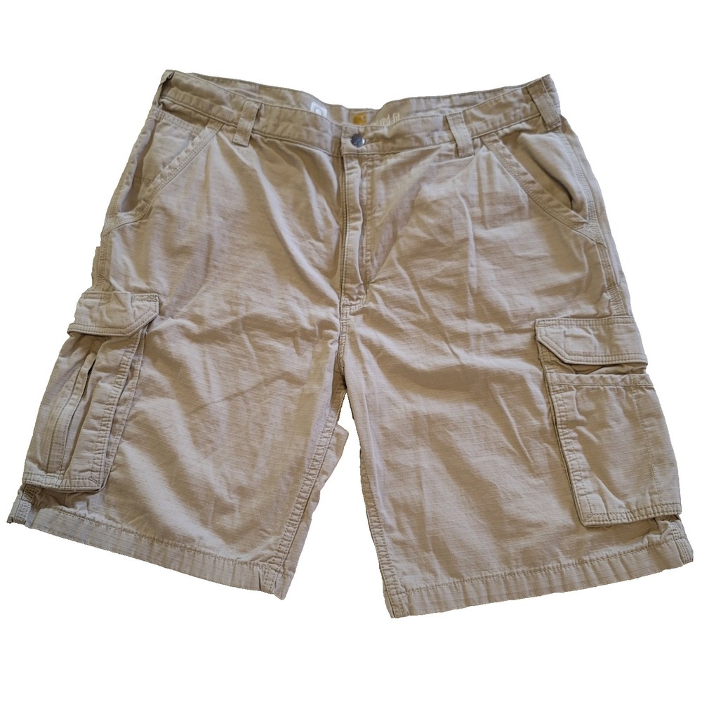 Carhartt Cargo Shorts Mens 40‎ Beige Relaxed Fit Canvas Rugged Flex